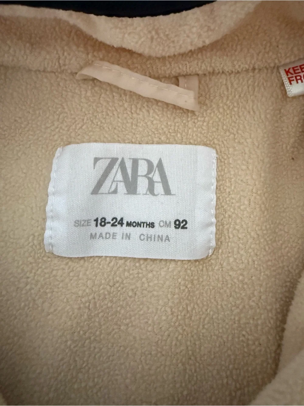 Zara Kids Beige Sherpa Pullover Jacket boys size 18-24 Months